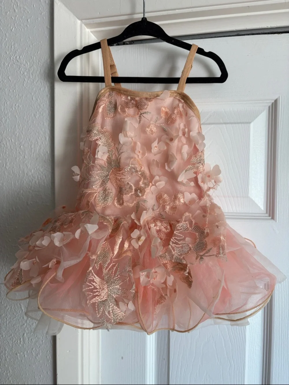 A Wish Come True 2-4Y Satin Slipper Kids Pink Floral Ballet Tutu Tulle Dress